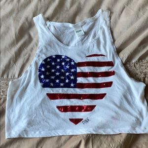 Pink American flag tank top